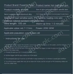 80W Extreme Glue Gun + 60 Glue Stick + Storage Bag