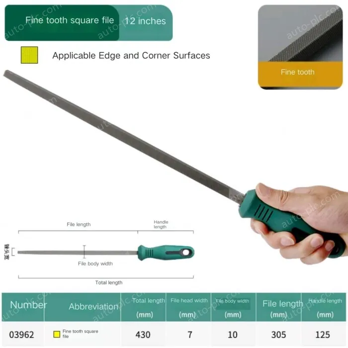 Fine-toothed square file 12 inches with a total length of 430mm