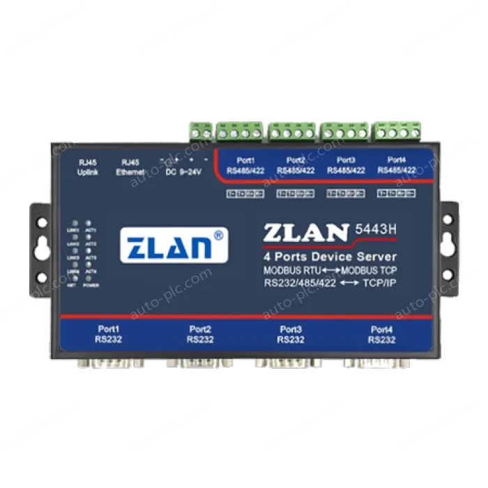 4 RS232 serial ports and 4 RS422/485 serial ports Serial Device Server