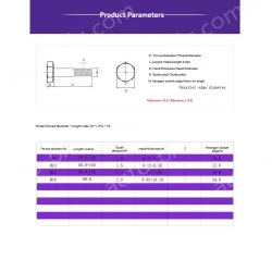 Half thread external hexagonal bolt M6*70