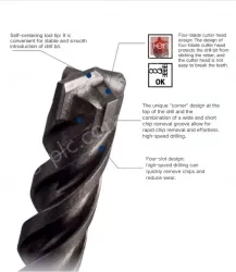 Four-pit 5 series rotary hammer drill bit 10x100x160