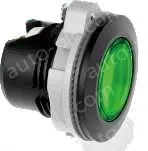 Green transparent button, plastic black border, can be equipped with lamp holder module