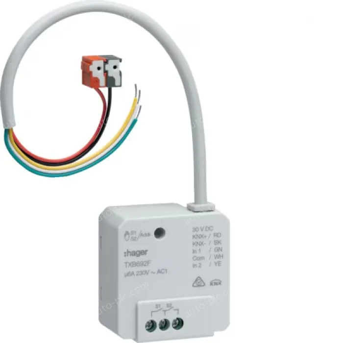 Output module 2x 6A /230V~, 2 inputs, flush mounted, KNX