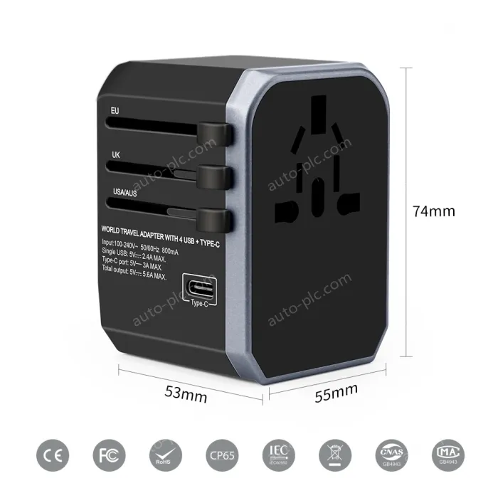 Hot sale 4USB +1 Type C travel adapter plus KRUSB-WLG3308B