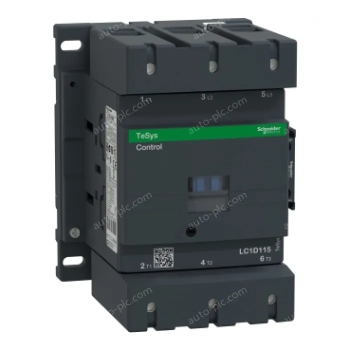 LC1D115BD IEC contactor, TeSys Deca, nonreversing, 115A, 75HP at 480VAC, up to 100kA SCCR, 3 phase, 3 NO, 24VDC coil, open style
