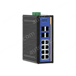 4 Ports Gigabit SFP + 8 Ports Gigabit RJ45 Din-Rail Managed Industrial Ethernet Switch