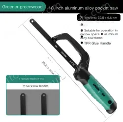 One-handed pocket 10 inch aluminum alloy hand saw with 3 saw blades