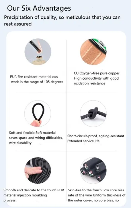 5 core 4 core 2 core sensor cable 22 AWG 3 pole