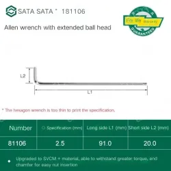 Extended ball head hex wrench 2.5mm 81106