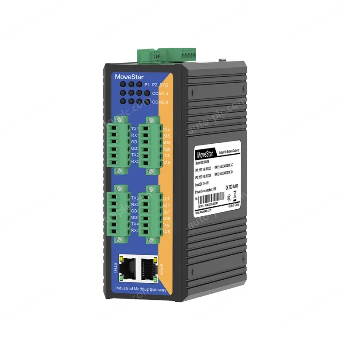 8 Ports RS485 to 2 Ports Ethernet Modbus Industrial Smart Gateway