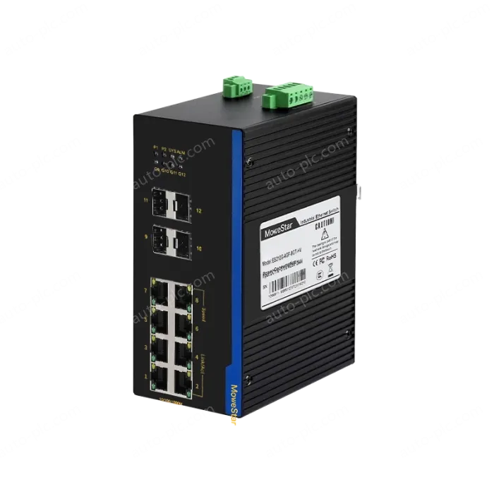 4 Ports Gigabit SFP + 8 Ports Gigabit RJ45 Din-Rail Unmanaged Industrial Ethernet Switch