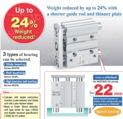 Compact Guide Cylinder With End Lock MGP Series &oslash;20, &oslash;25, &oslash;32, &oslash;40, &oslash;50, &oslash;63, &oslash;80, &oslash;100