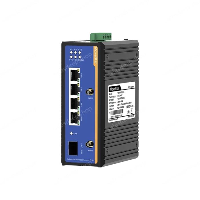 1 Port Gigabit SFP + 4 Ports Gigabit RJ45 Din-Rail Dual Band Wi-Fi6 Wireless Router